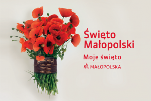 bukiet kwiatów i napis święto małopolski