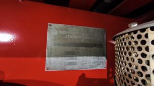 Wózek akumulatorowy Stal 258 (WA-2) w Muzeum Pożarnictwa w Alwerni, tabliczka producenta